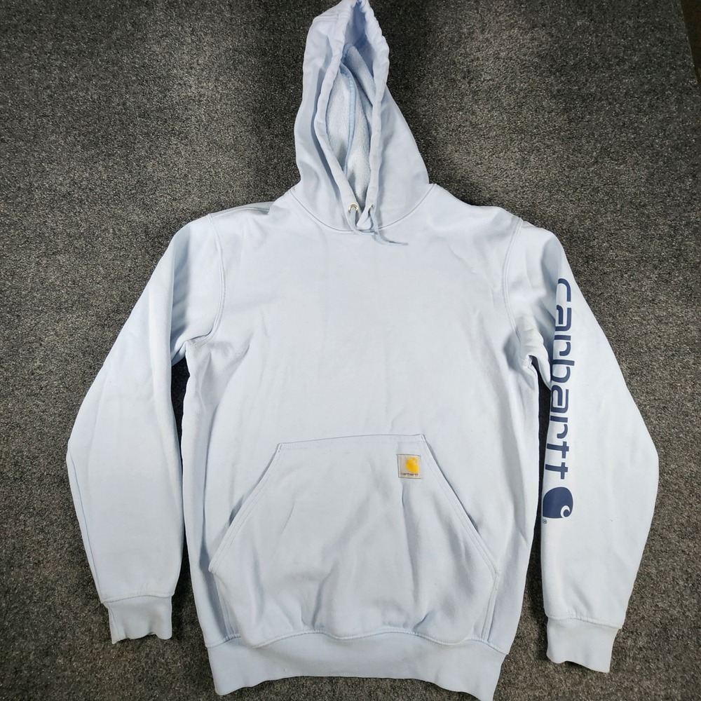 Carhartt Iconic Logo Hoodie Men S Blue Loose Fit Midweight K288 HC5